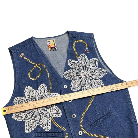 Vintage On The Brink embellished Denim Vest Dollies & Paint Women’s Small - Picture 7 of 7